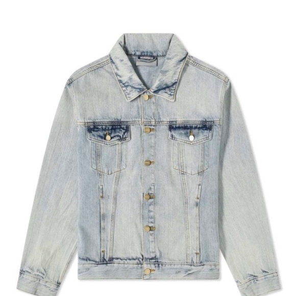 Fear Of God Essentials Denim Trucker Jean Jacket Light Indigo Blue Large Rare - Picture 2 of 16